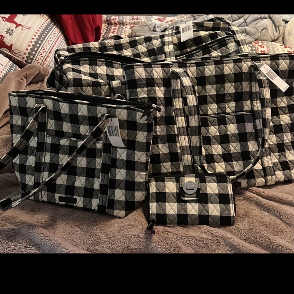 Vera Bradley Buffalo Plaid Travel Bundle-Lg Duffel, Lg Tote, Sm Tote and Wallet